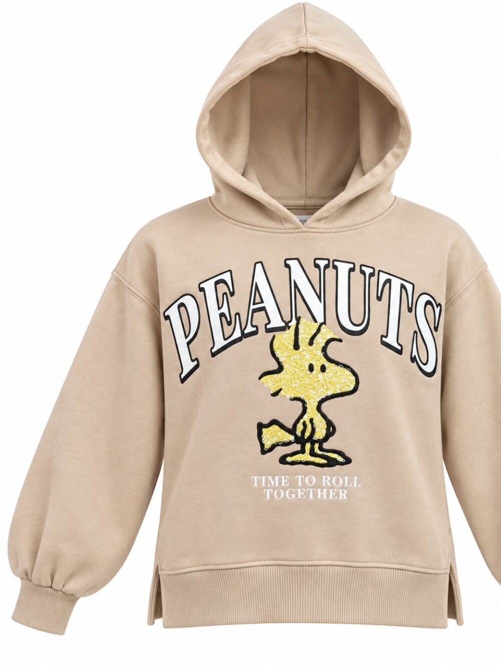 ZARA | Kids Peanuts Woodstock Sequin Graphic Balloon Sleeve Hoodie | 11 12